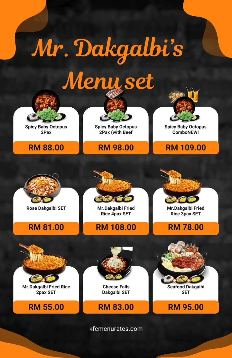 Mr Dakgalbi Menu